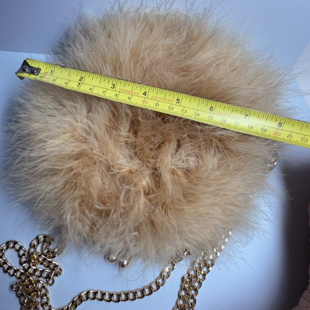 Elegant Fluffy Shoulder Bag - Cream/Blush - Picture 8 of 9